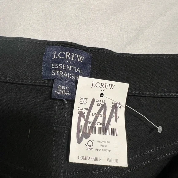 J.Crew Petite essential straight jean in all-day stretch Size 26P NWT